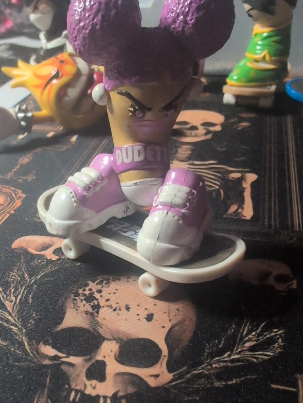Purple Skateboard Doll Figure with White Sneakers - Kids Toys